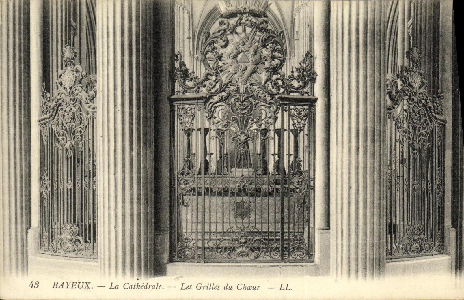 POSTAL Bayeux de la VENDIMIA las rejillas de la catedral del estribillo