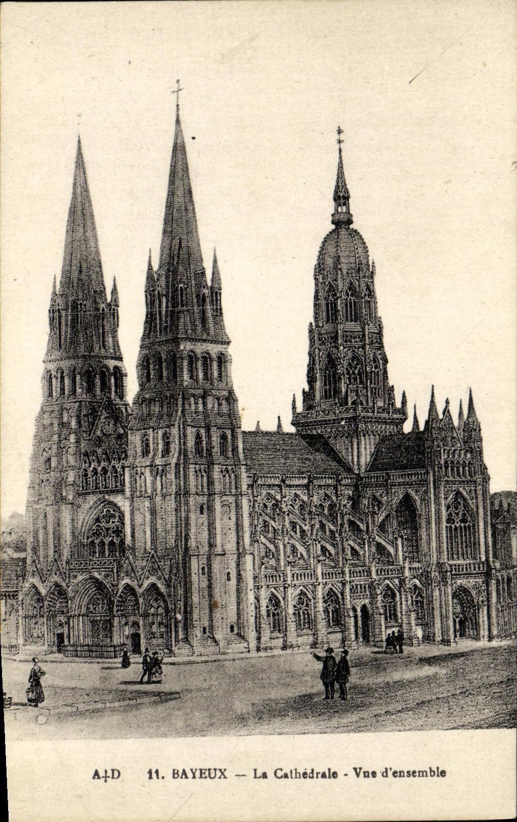 POSTAL Bayeux de la VENDIMIA la D vista catedral junto