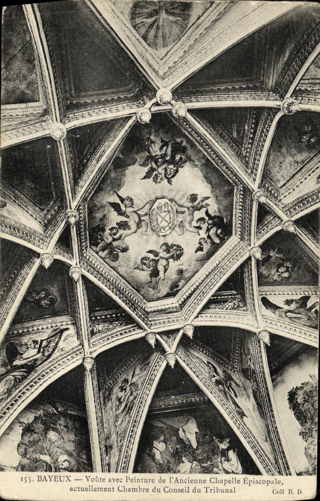 La POSTAL Bayeux de la VENDIMIA arquea actual con la pintura de L camara acorazada episcopal Chambre di consil de Ancienne de la corte