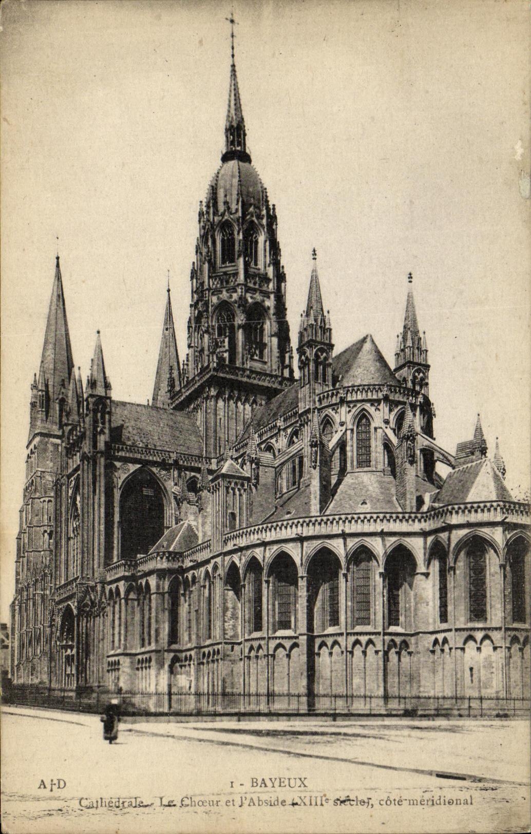 Estribillo y L Apse de la catedral de Bayeux de la POSTAL de la VENDIMIA