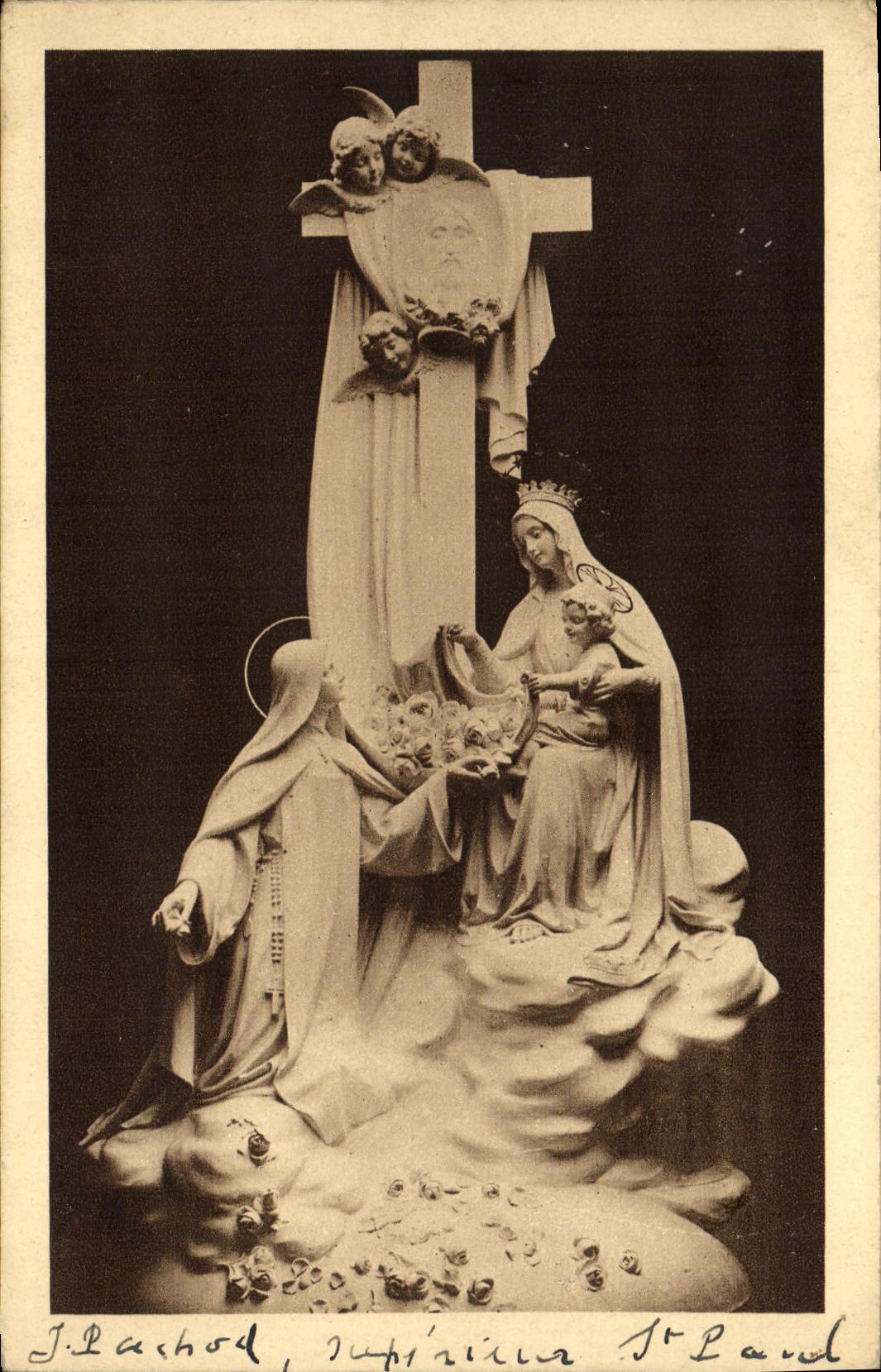 VINTAGE POSTCARD Lisieux Groupe Carves Dominating the Master Furnace bridge in La Chapelle of the Carmelite nuns