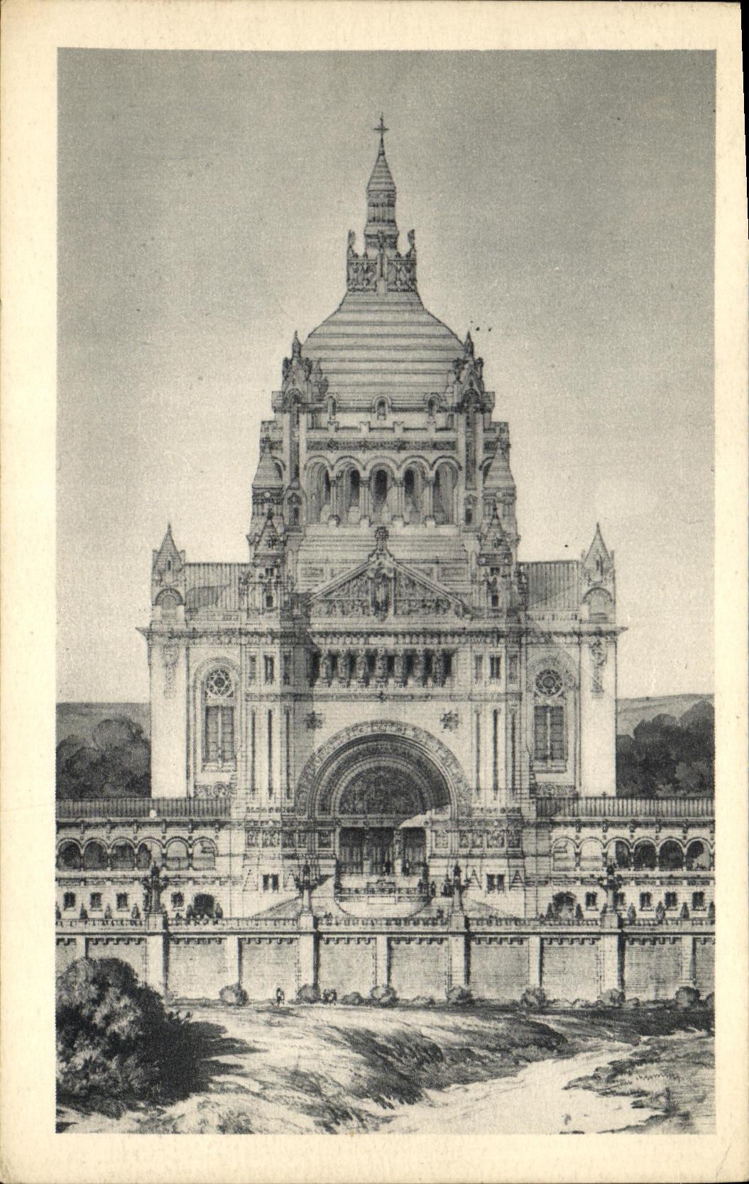VINTAGE POSTCARD the Basilica De Lisieux the Frontage Project And Dome