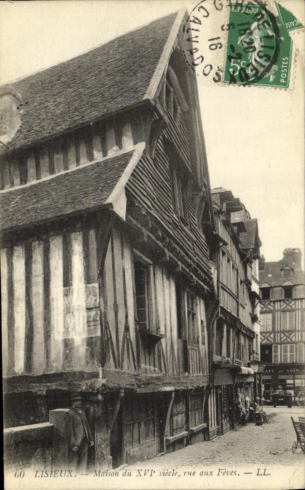 VINTAGE POSTCARD Lisieux House of the 16th Street to Broad beans