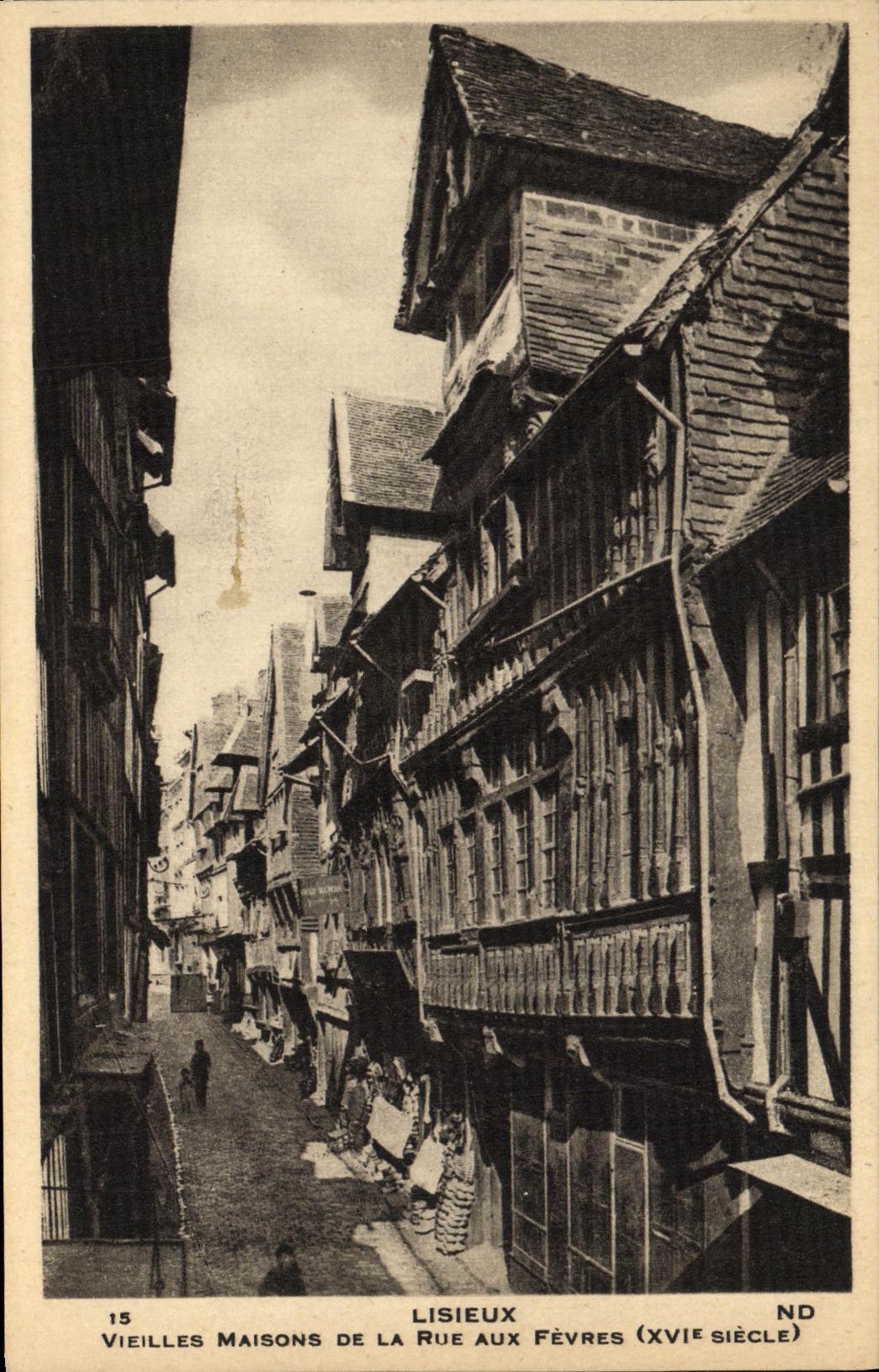 VINTAGE POSTCARD Lisieux Old women Houses Of the Street To the Boilermen