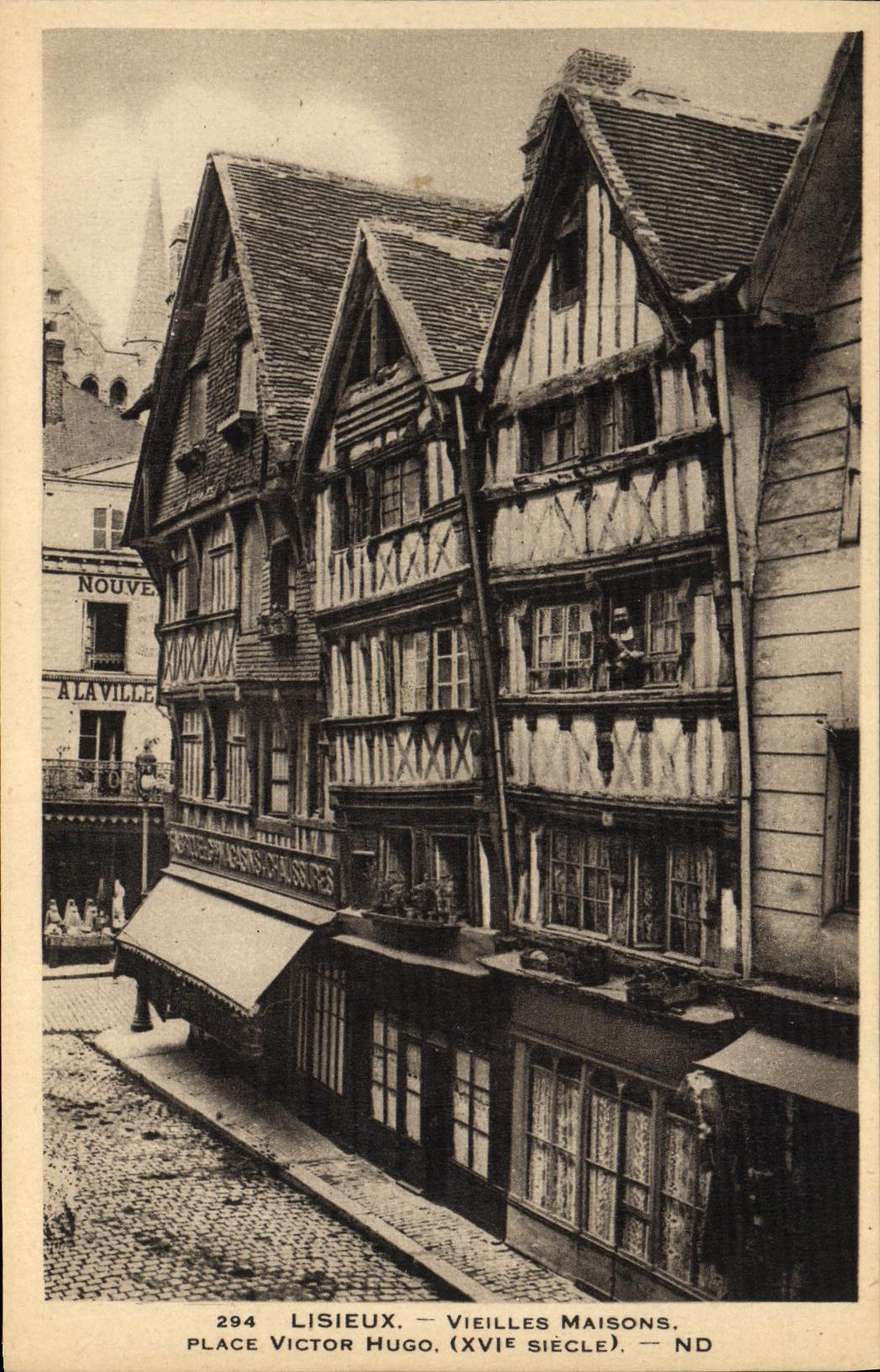 VINTAGE POSTCARD Lisieux Vieilles Houses Places Victor Hugo