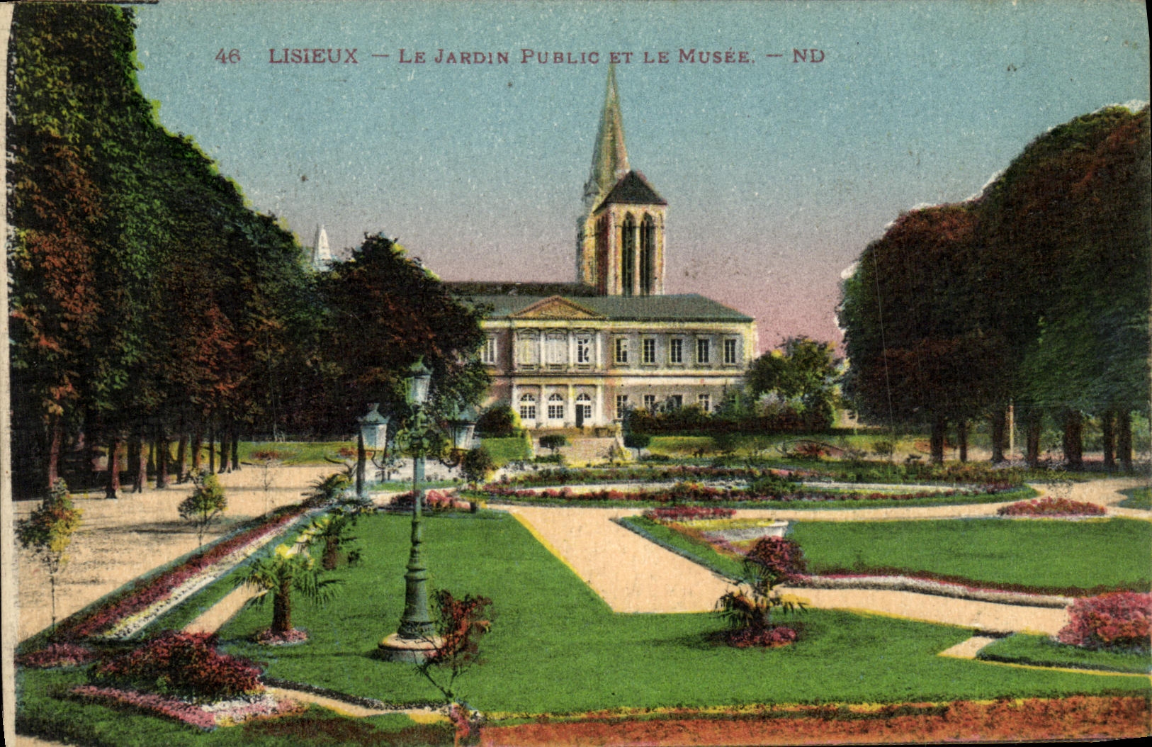 VINTAGE POSTCARD Lisieux the Public garden And the Museum