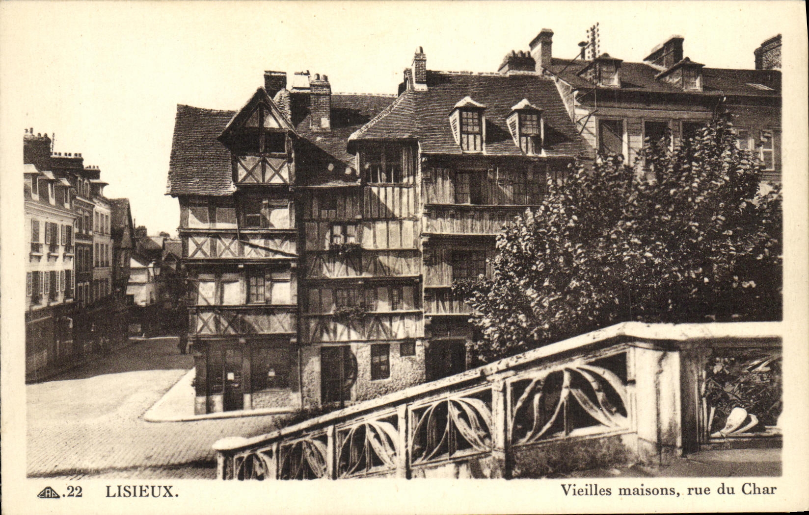 VINTAGE POSTCARD Lisieux Old women Houses Street of Tank