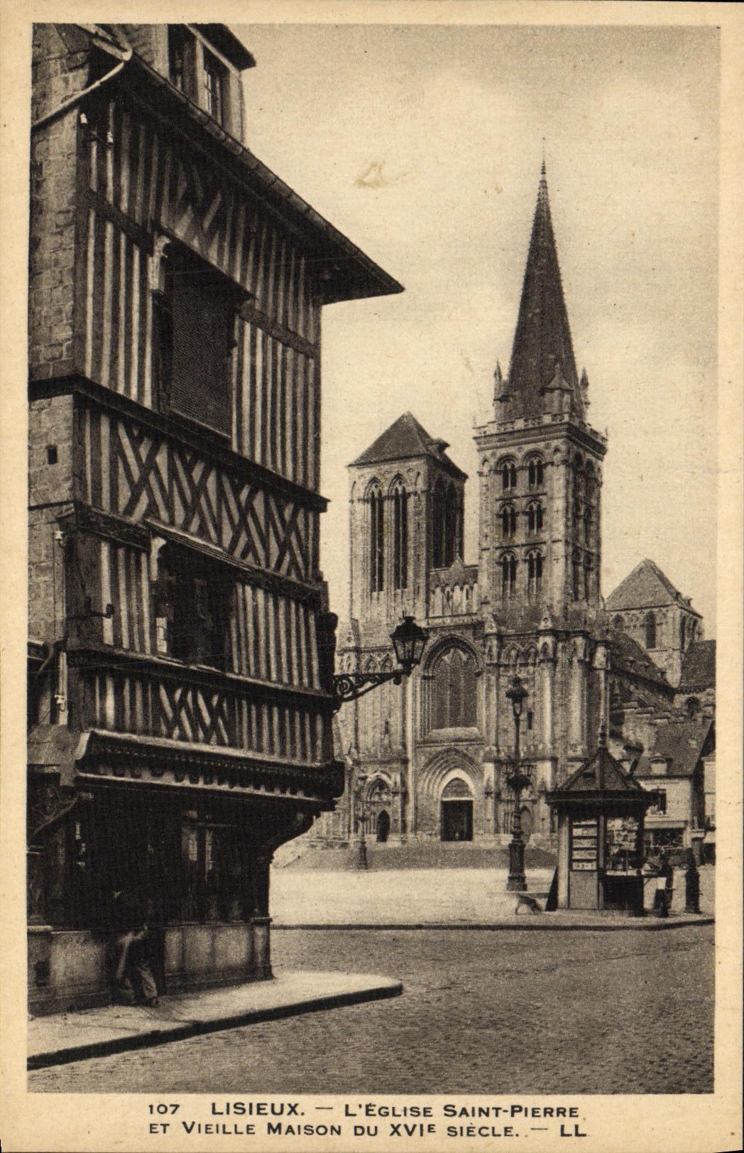 POSTAL Lisieux L Saint Pierre de la VENDIMIA de la iglesia