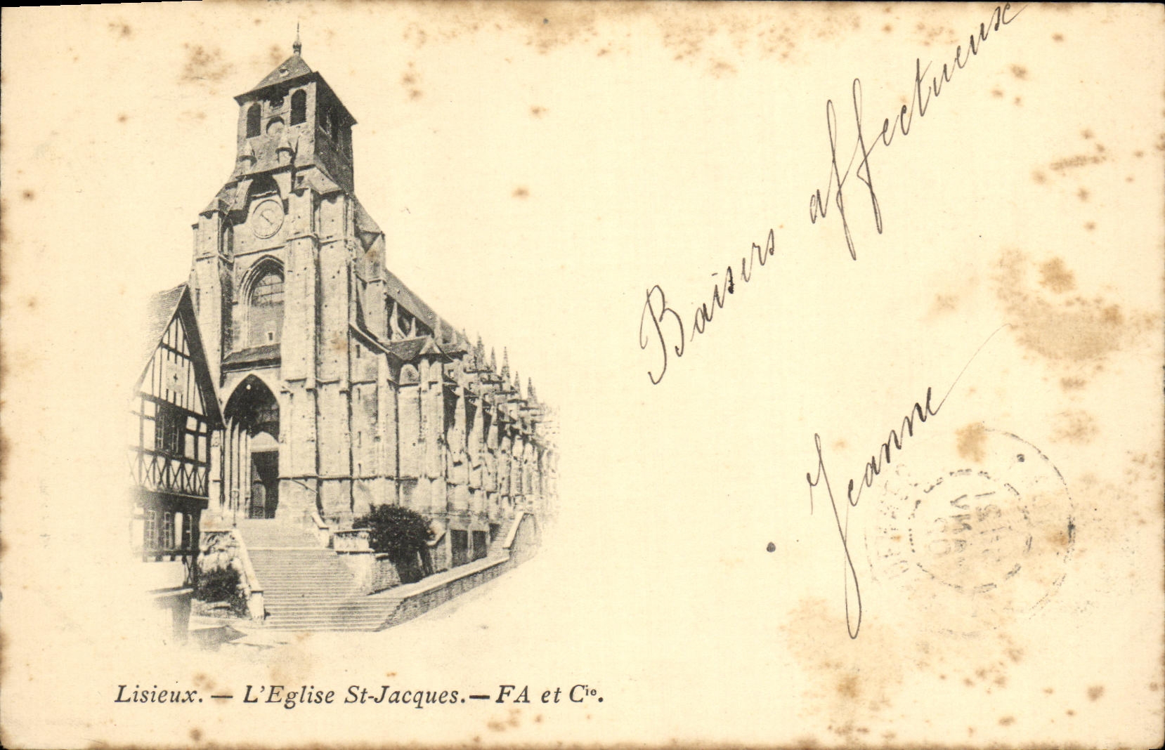 POSTAL Lisieux L St Jacques de la VENDIMIA de la iglesia