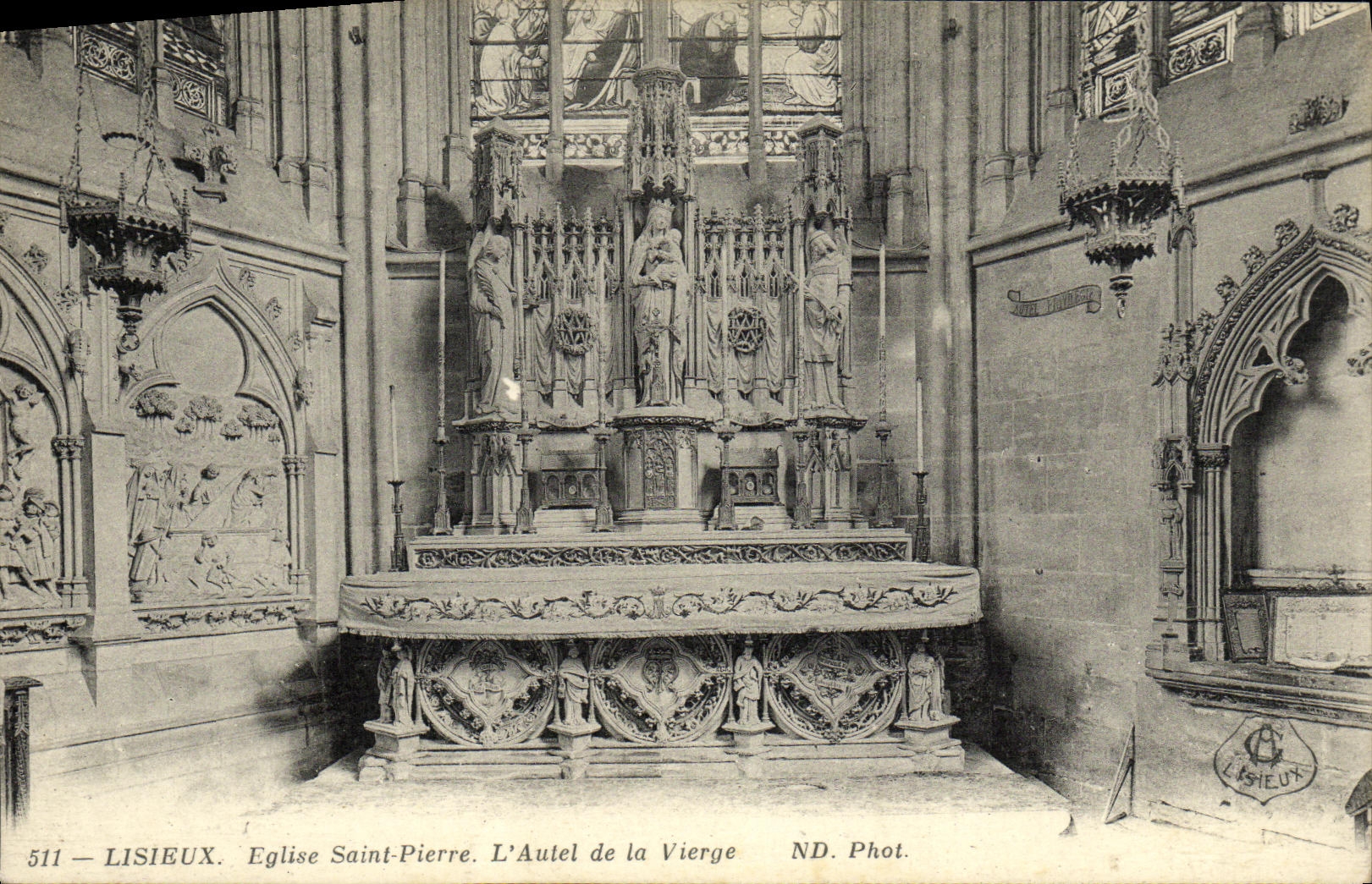 Saint Pierre L puente de la iglesia de Lisieux de la POSTAL de la VENDIMIA del horno de la Virgen