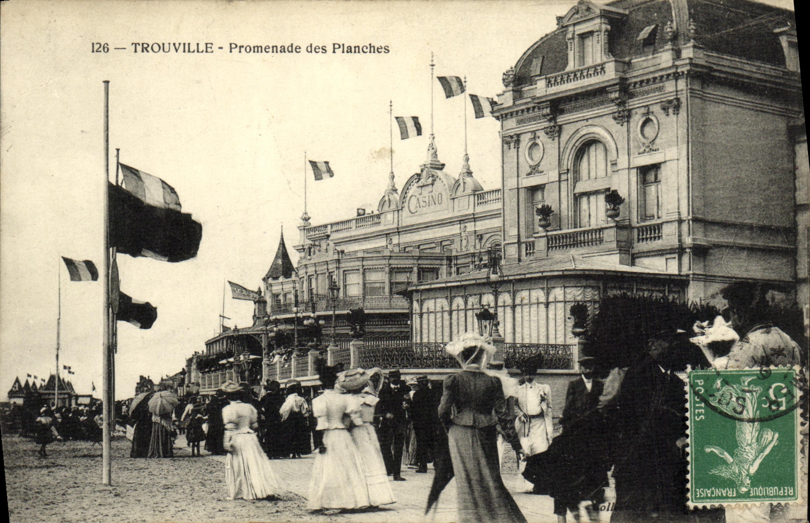 Caminata de Trouville de la POSTAL de la VENDIMIA de los tableros