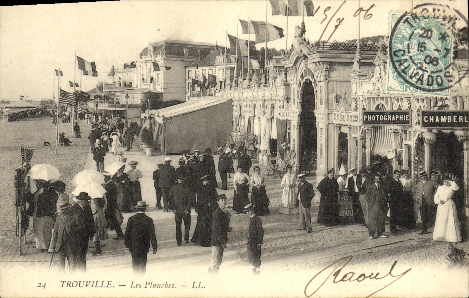 POSTAL Trouville de la VENDIMIA las fotografias Chamberl de los tableros