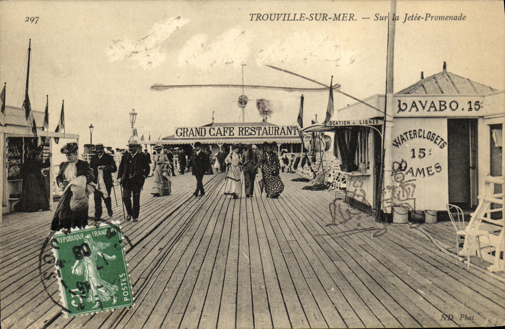 POSTAL Trouville de la VENDIMIA en el mar en la caminata del embarcadero