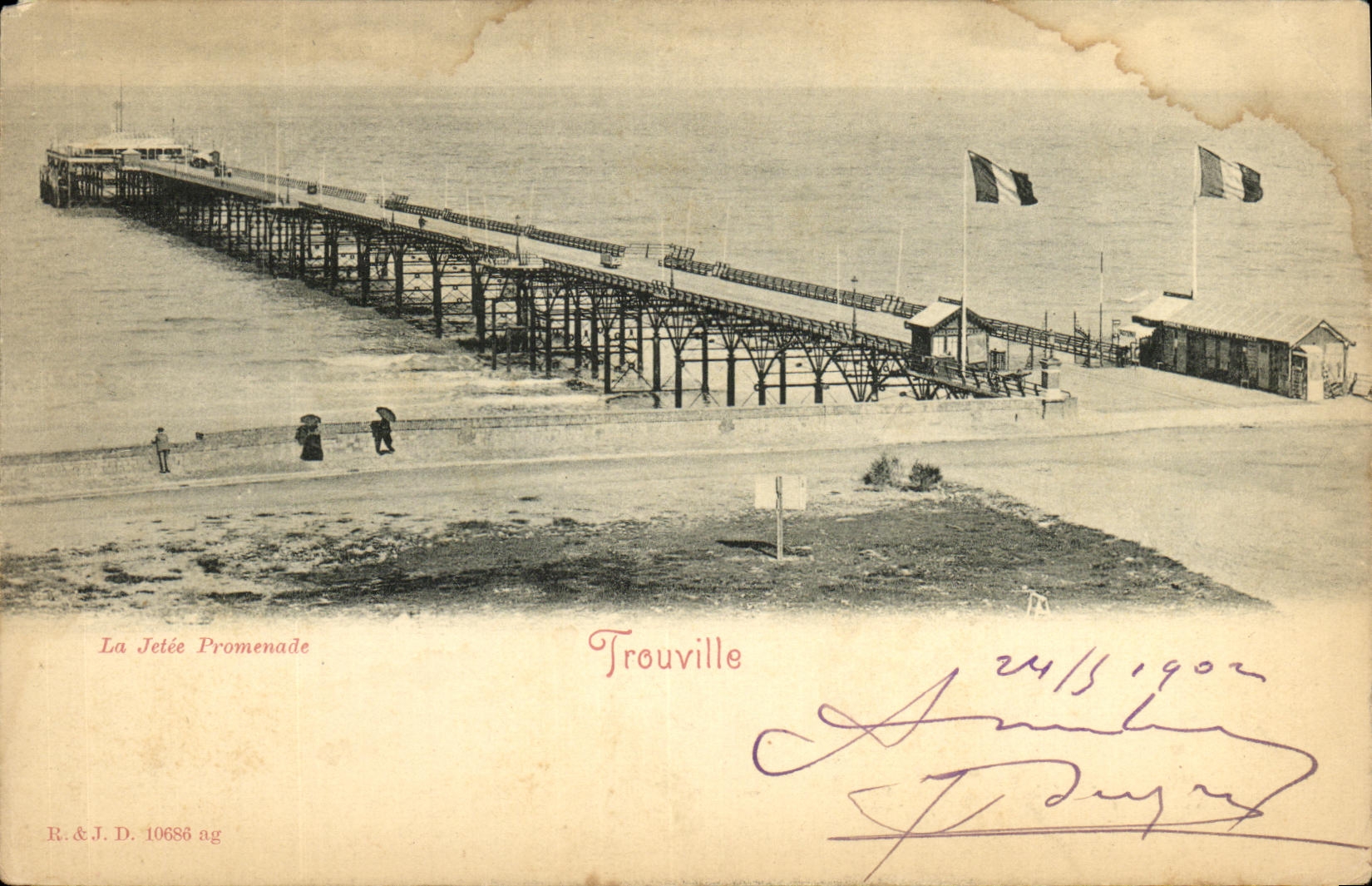 POSTAL Trouville de la VENDIMIA la caminata del embarcadero