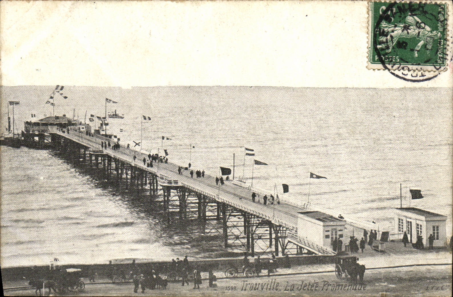 POSTAL Trouville de la VENDIMIA la caminata del embarcadero