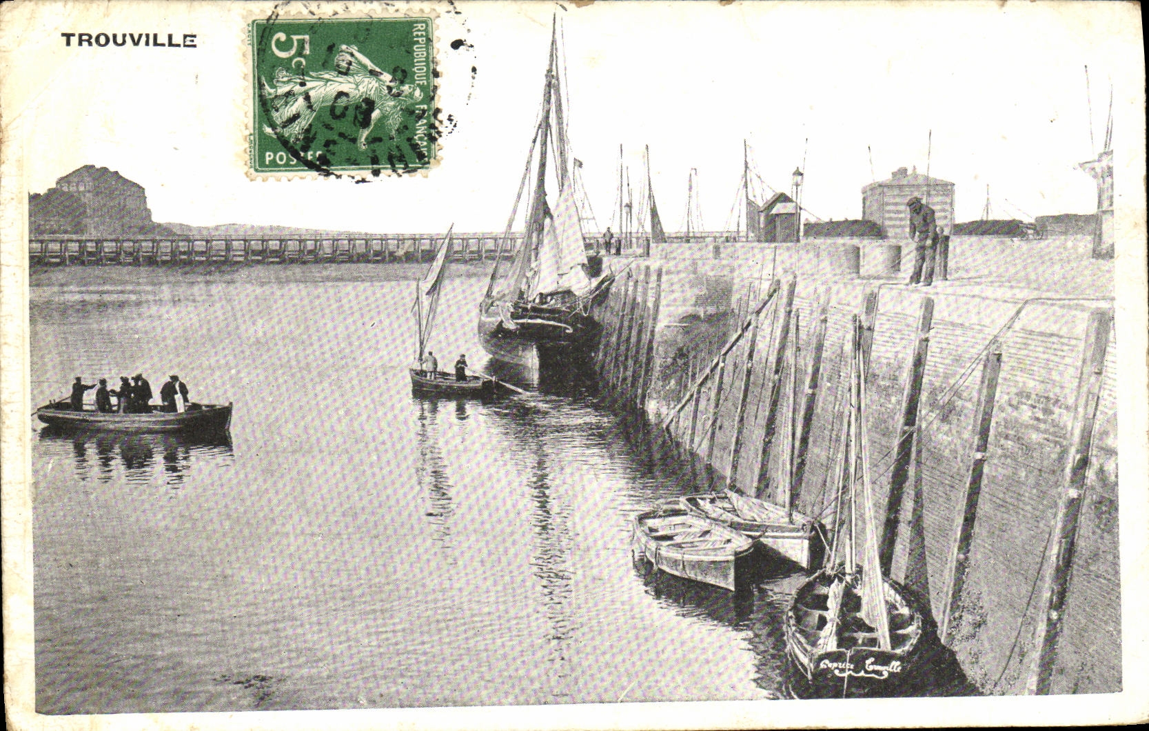 POSTAL Trouville de la VENDIMIA los barcos portuarios