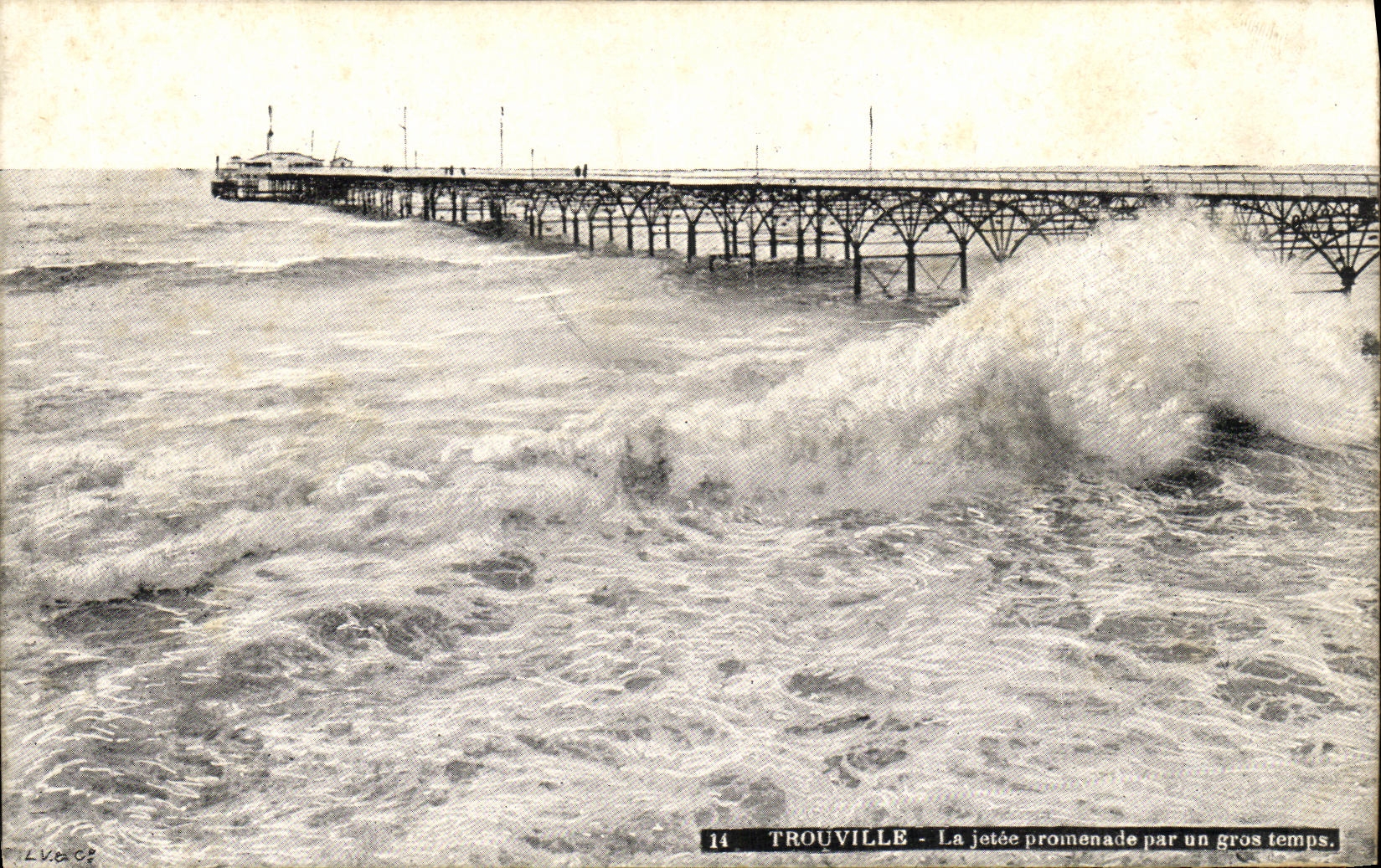 POSTAL Trouville de la VENDIMIA la caminata del embarcadero por un tiempo pesado