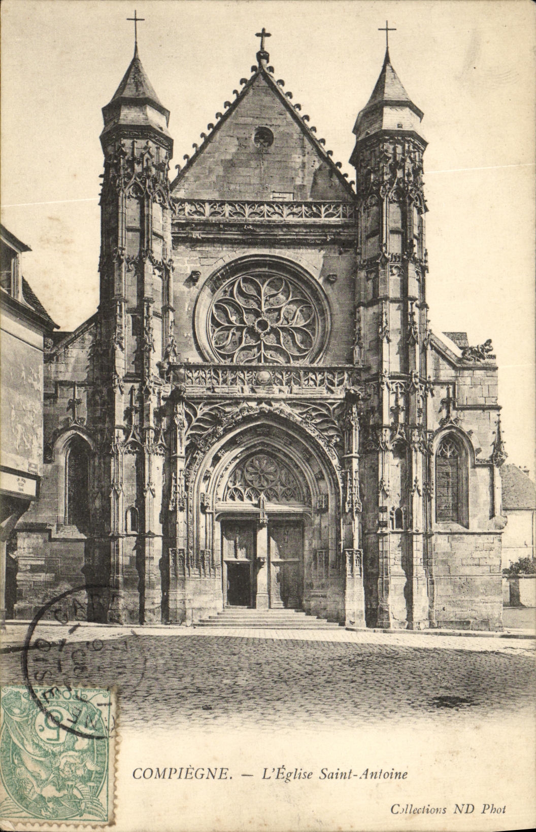 POSTAL Compiegne L iglesia Antonio santo de la VENDIMIA