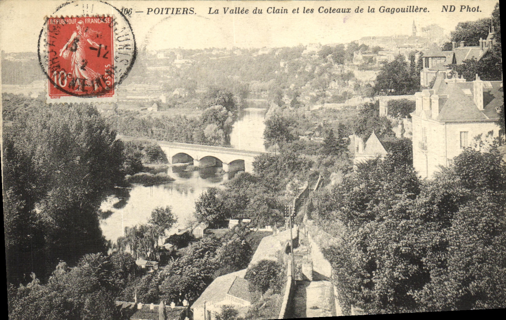 VINTAGE POSTCARD Poitiers the Valley of Clain and Slopes of Gagouillere