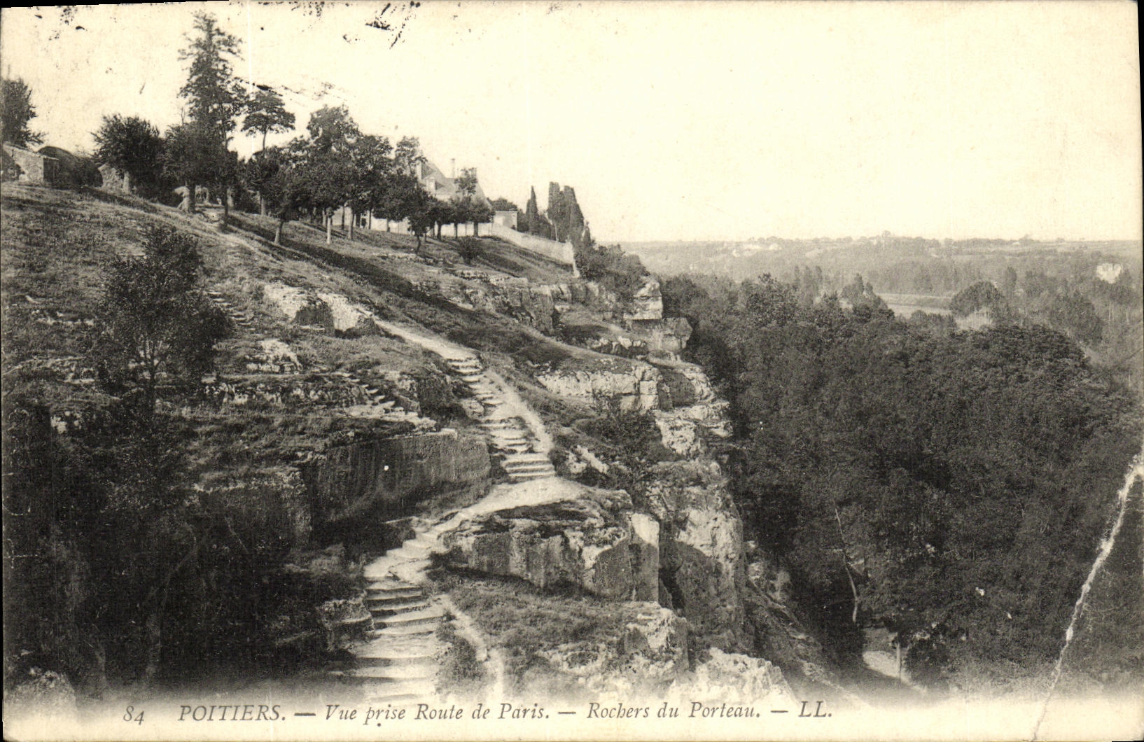 VINTAGE POSTCARD Poitiers Seen from Road of Paris Rocks of Porteau