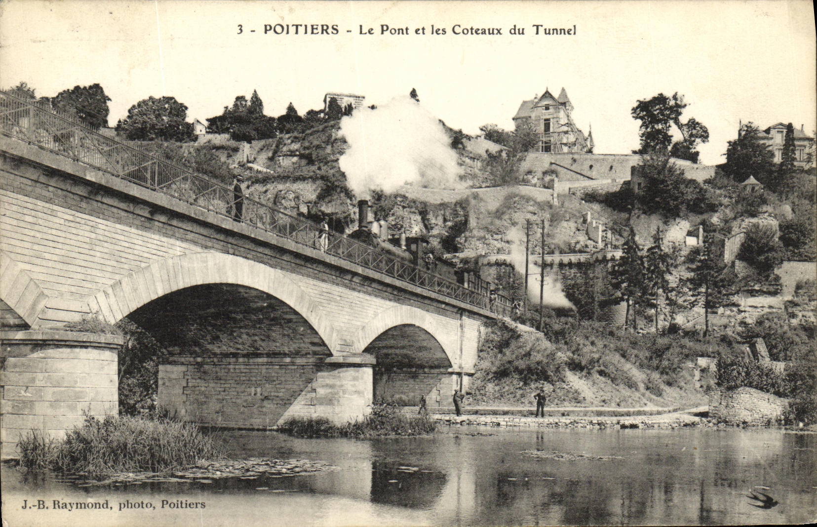 VINTAGE POSTCARD Poitiers the Bridge and the Slopes of the Tunnel Steam train
