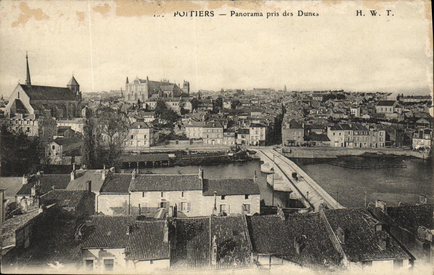 VINTAGE POSTCARD Poitiers Panorama taken of the Dunes