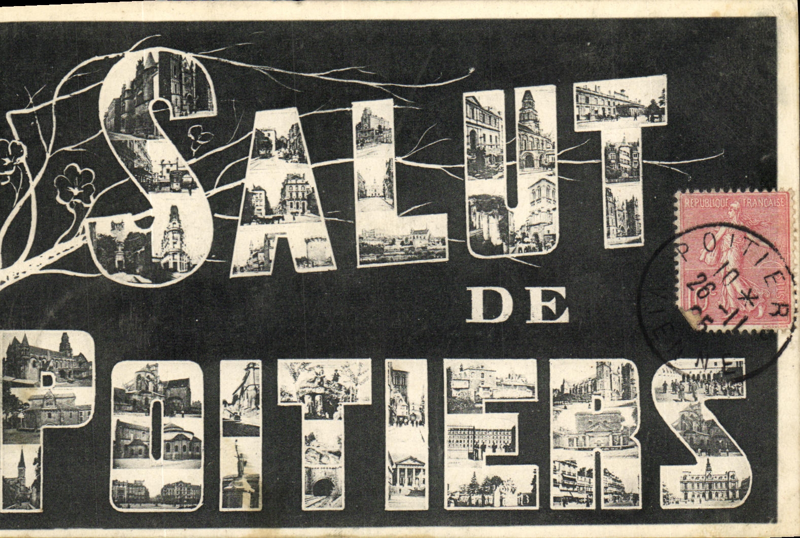 VINTAGE POSTCARD Poitiers Hello