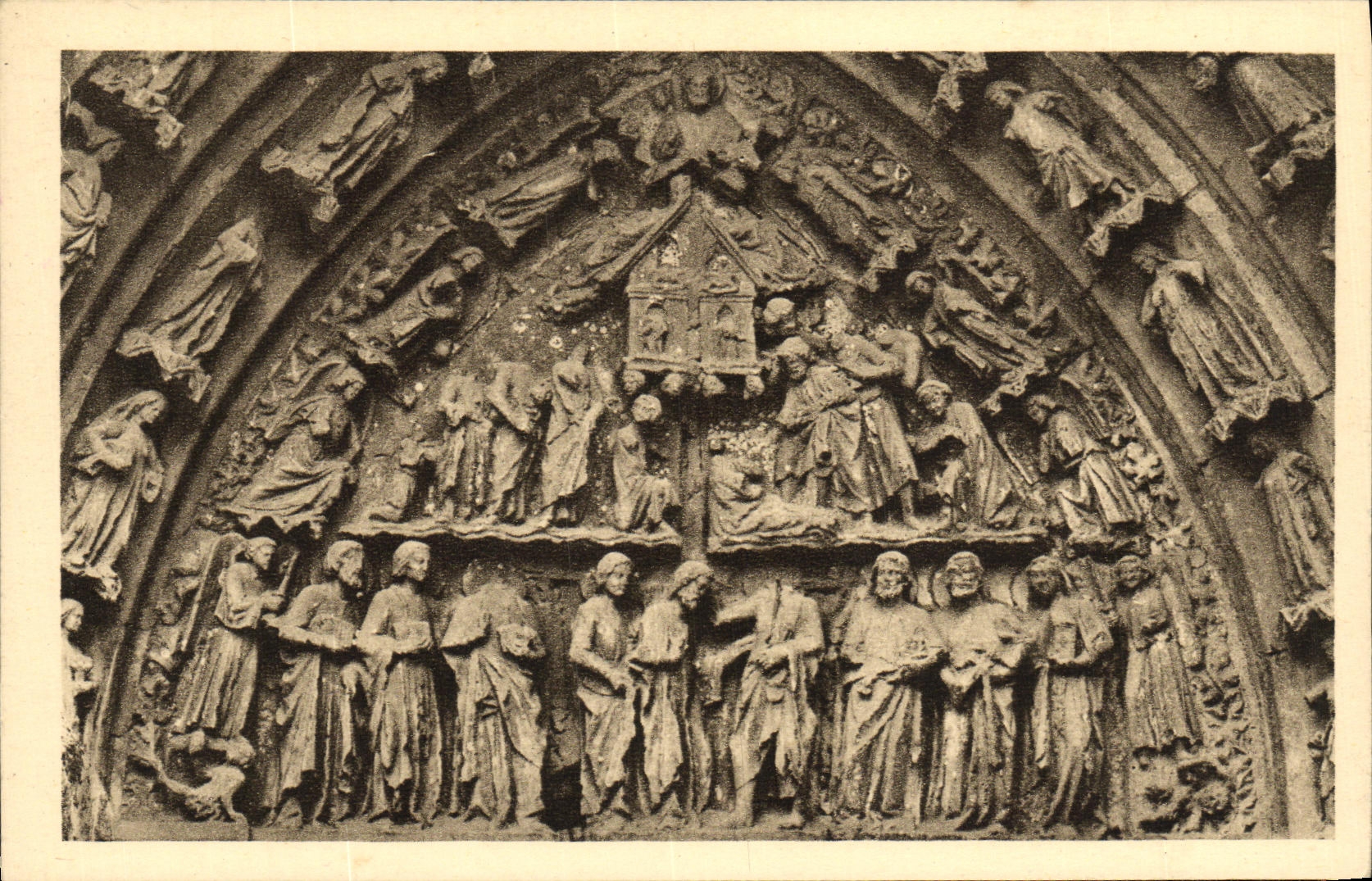 VINTAGE POSTCARD Poitiers Cathedral Saint Pierre Tympanum of the Southern Gate History of Thomas Saint