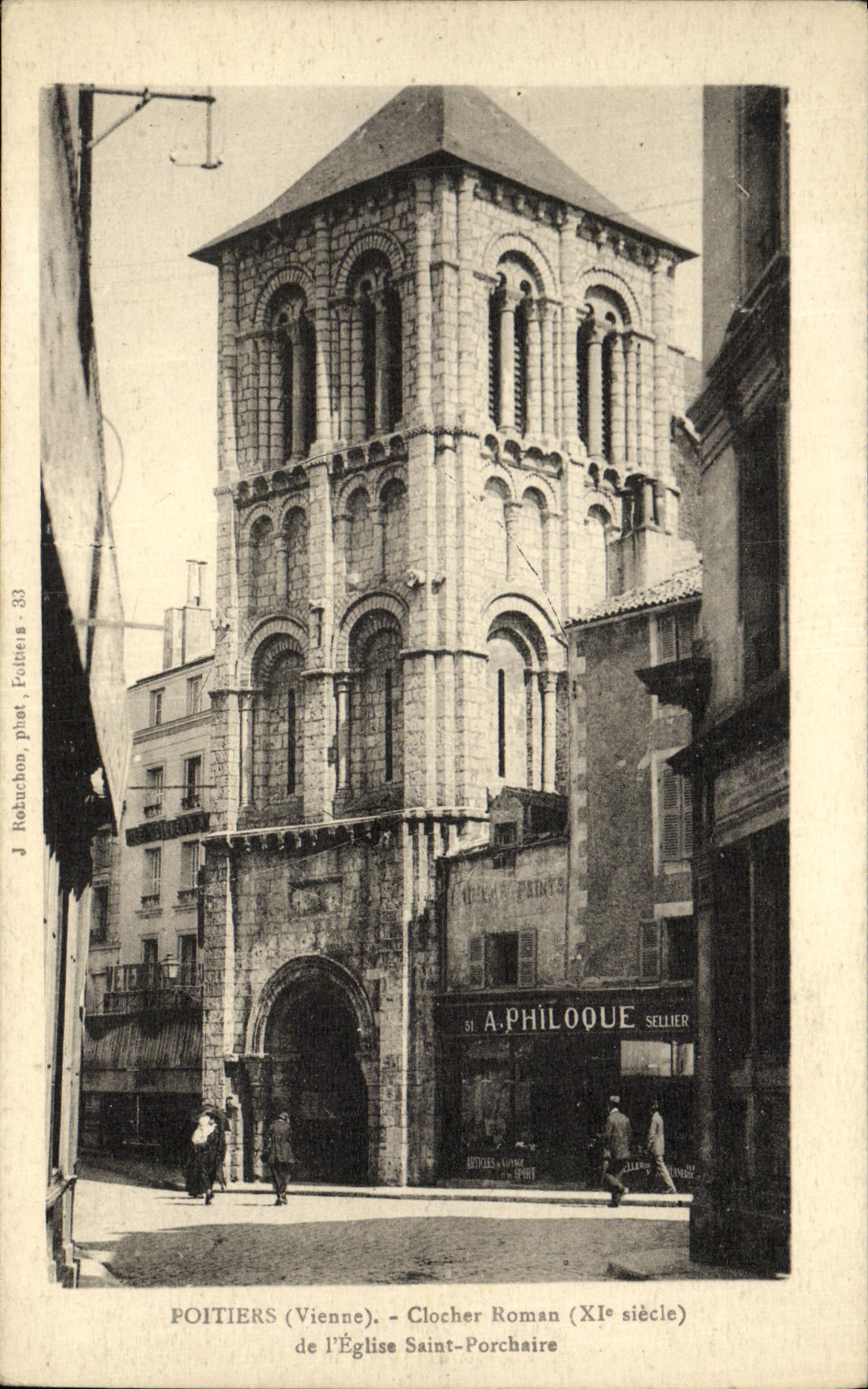VINTAGE POSTCARD Poitiers Roman Bell tower of L church Saint Porchaire Philoque
