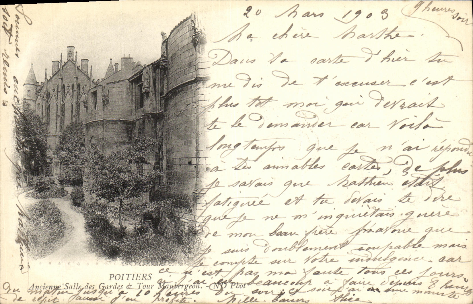 VINTAGE POSTCARD Poitiers Old room of the guards and Maubergeon turn