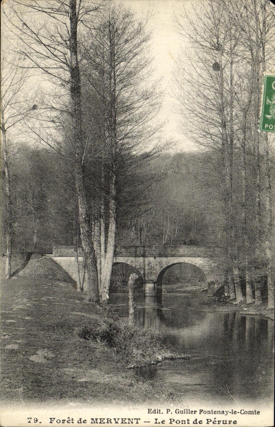 Taladro de la POSTAL de la VENDIMIA de Mervent el puente de Perure