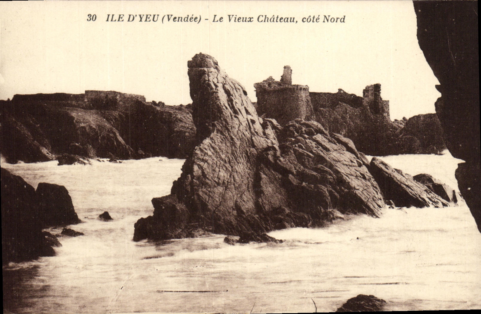 VINTAGE POSTCARD Ile D Yeu Facade of the old Castle dimensions Northern