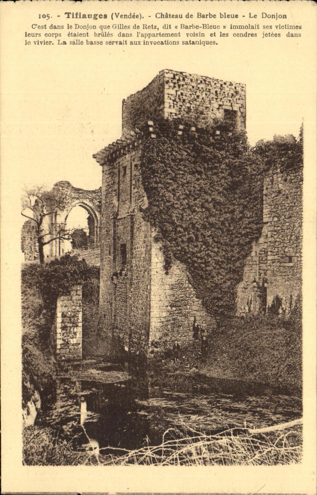 Castillo de Tiffauges de la POSTAL de la VENDIMIA de la barba azul la subsistencia