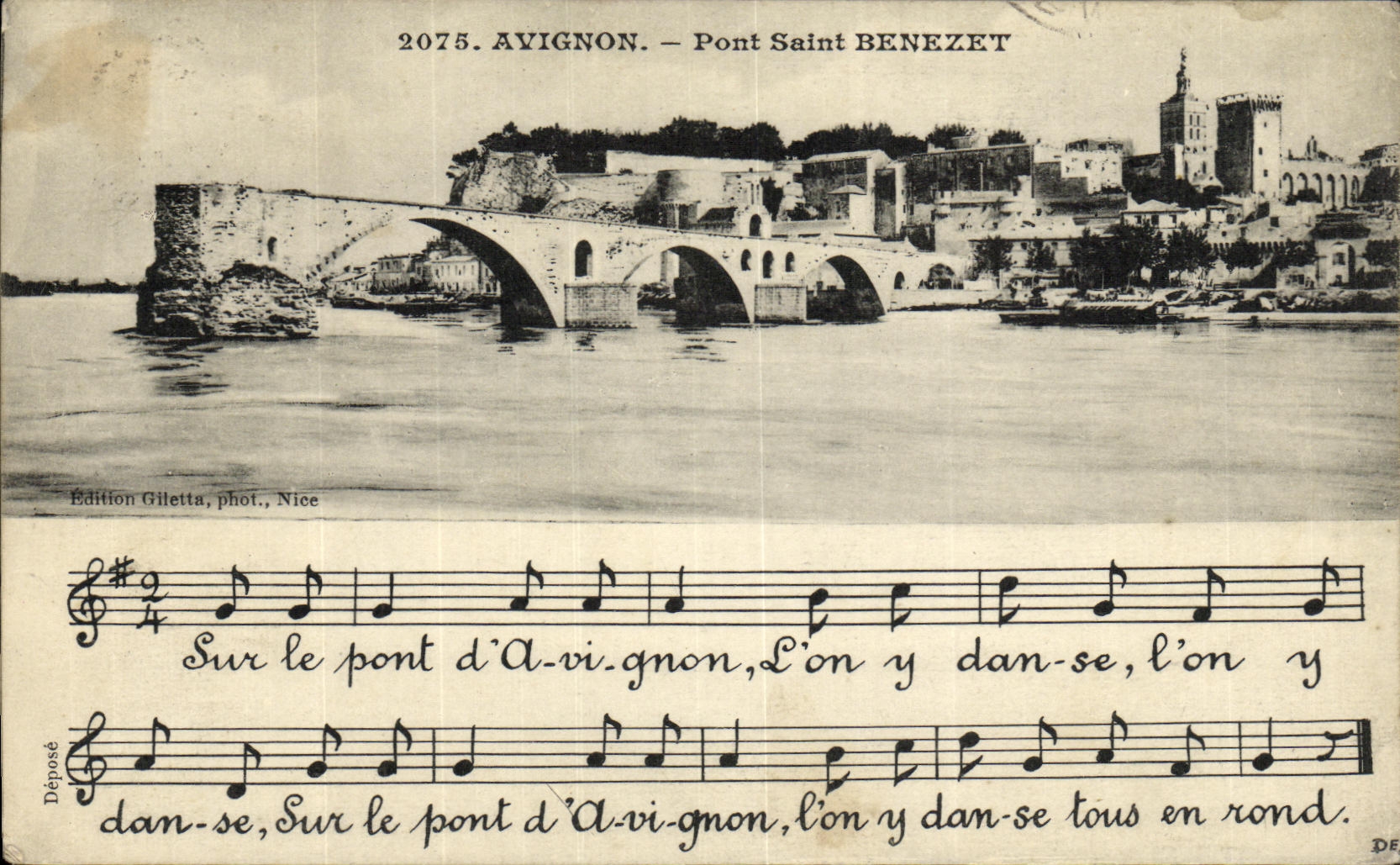 POSTAL Avignon de la VENDIMIA el puente santo Benezet