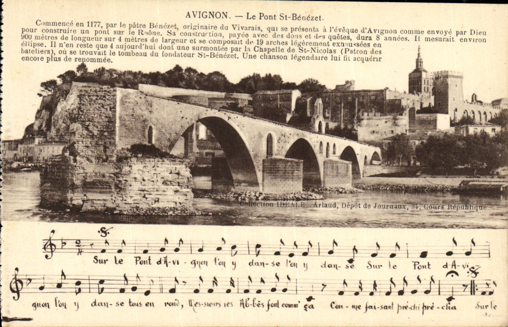 POSTAL Avignon de la VENDIMIA el St Benezet del puente
