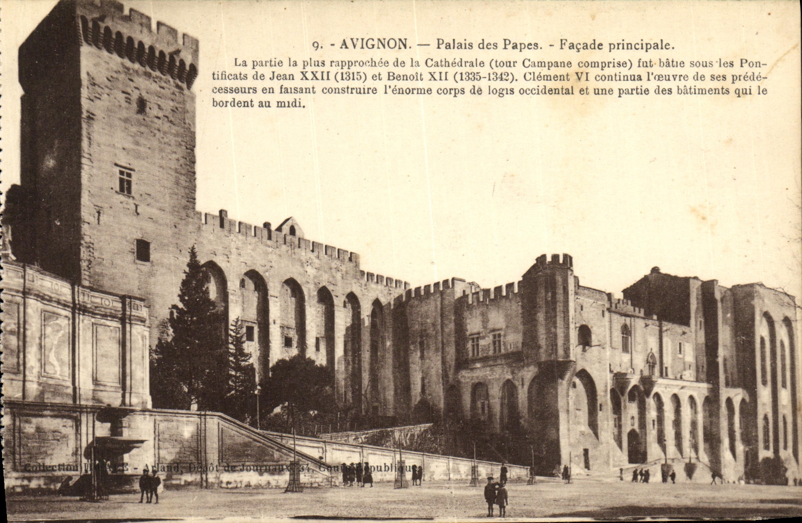 Paladar de Avignon de la POSTAL de la VENDIMIA de los papas Principal Frontage