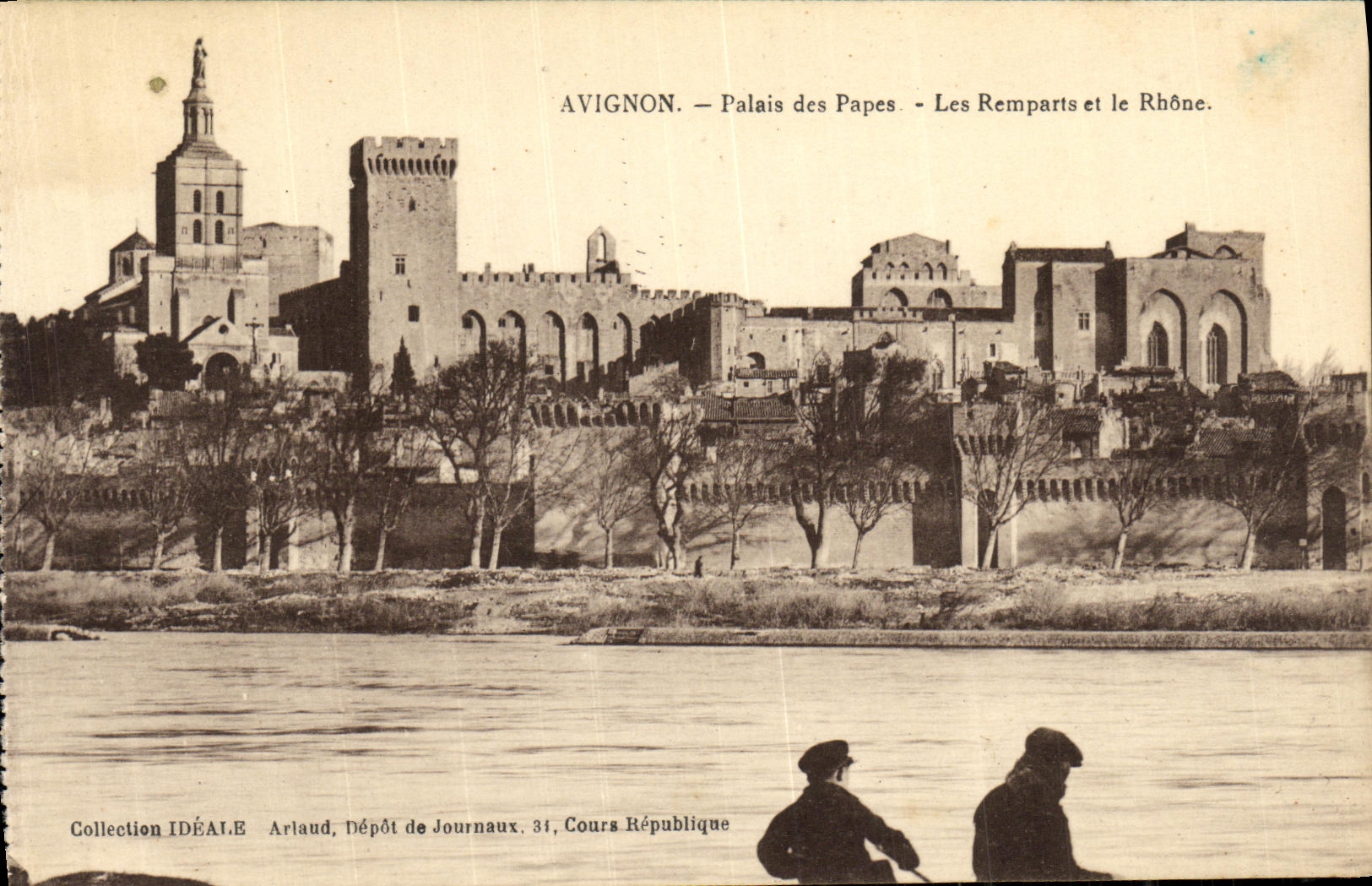 Paladar de Avignon de la POSTAL de la VENDIMIA de los papas Walls y el Rhone
