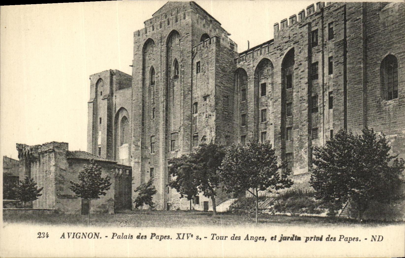 El paladar de Avignon de la POSTAL de la VENDIMIA de los papas Turn de los angeles y del jardin priva de los papas