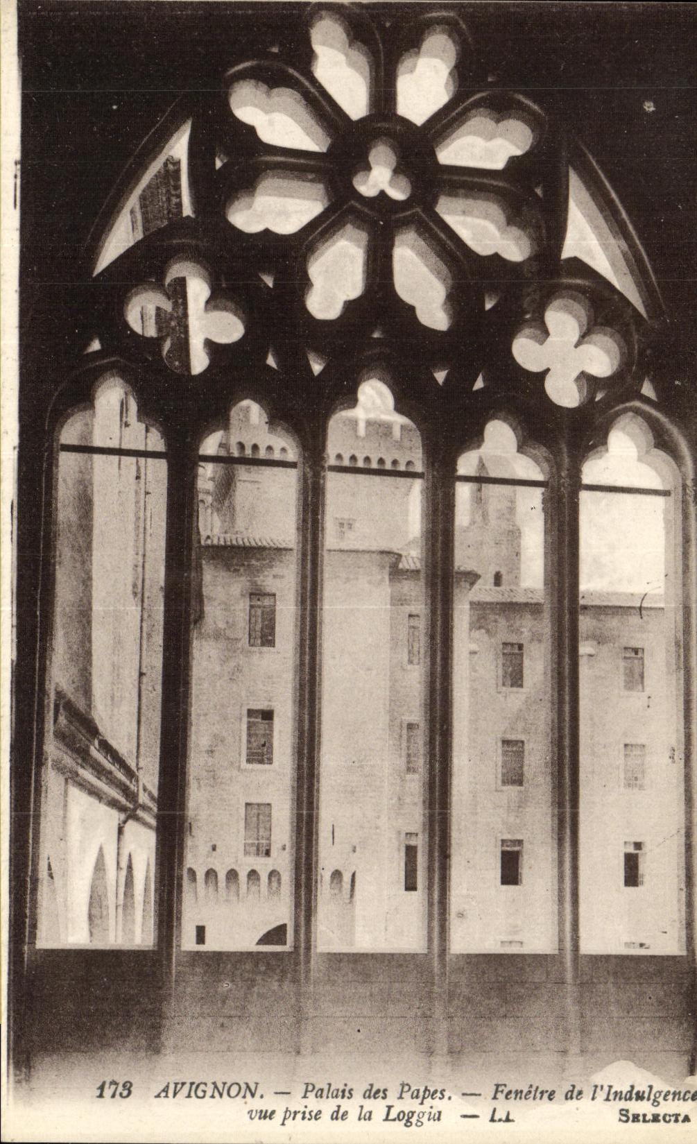 Paladar de Avignon de la POSTAL de la VENDIMIA de los papas de Fenetrre de L indulgencia vista de la logia