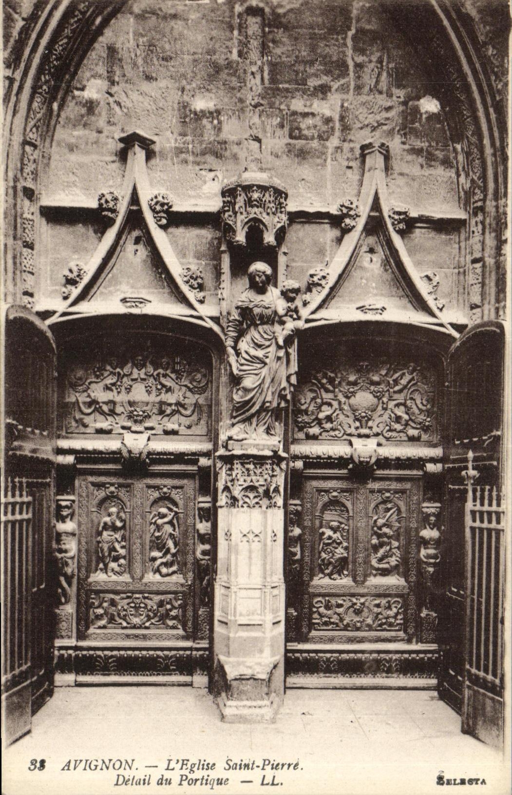 POSTAL Avignon L detalle de la VENDIMIA del Saint Pierre de la iglesia del portico