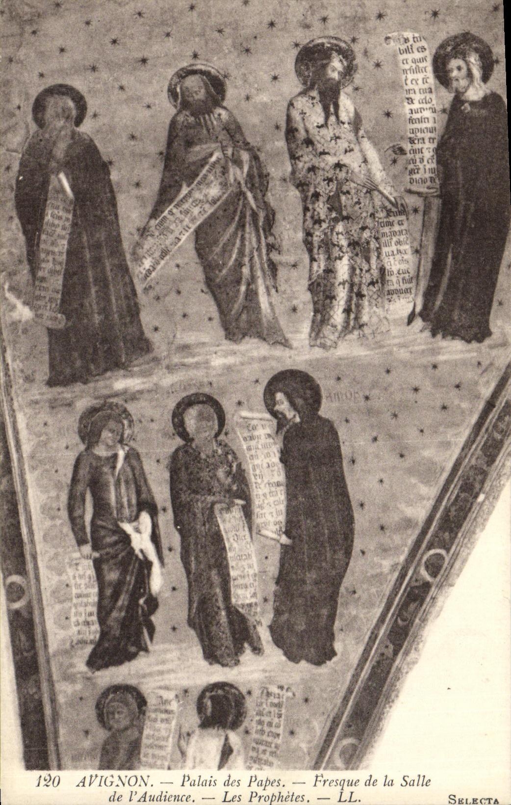 La POSTAL Avignon Palais de la VENDIMIA de los papas Fresco del cuarto de L va abajo para oir a los profetas