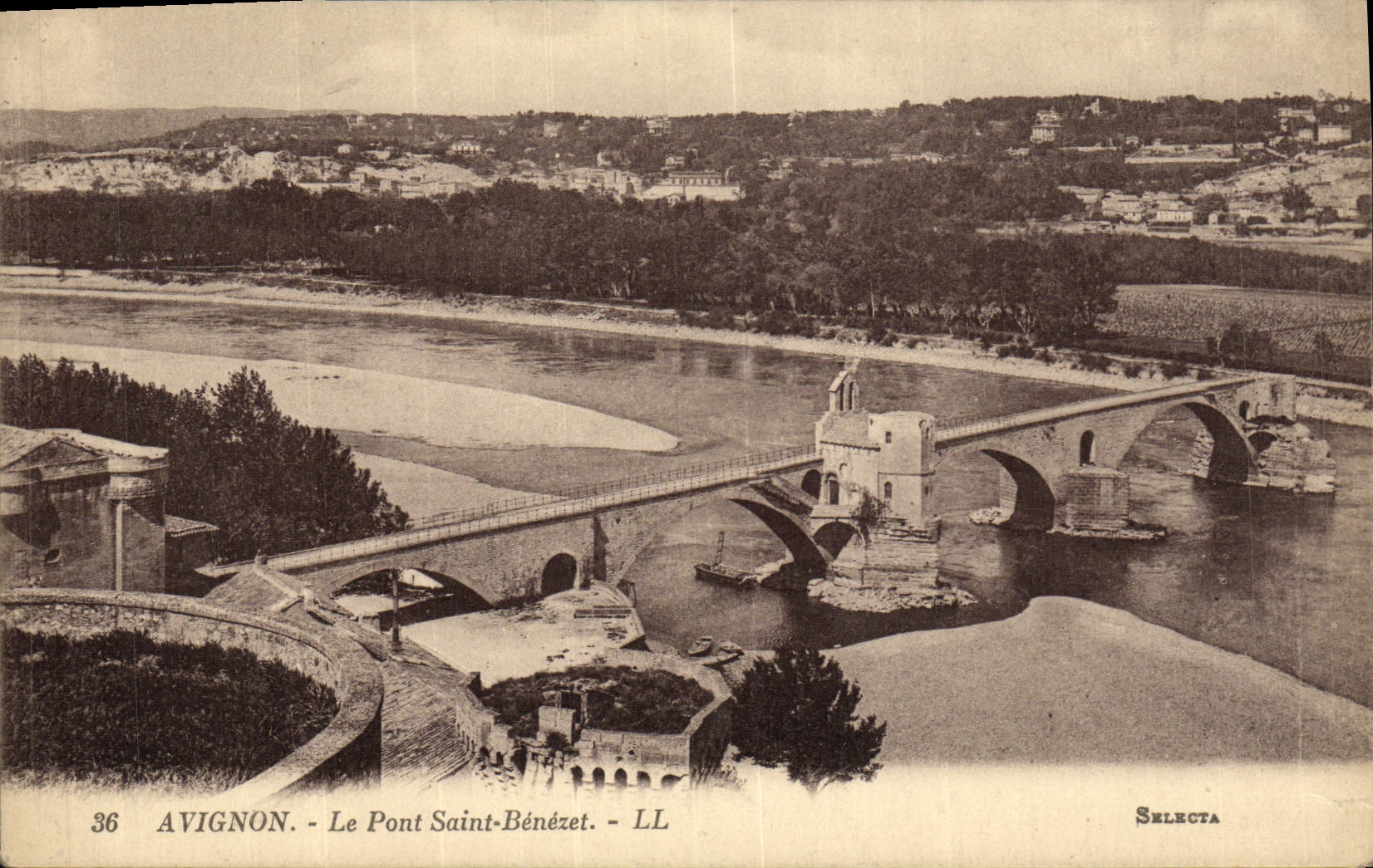 POSTAL Avignon de la VENDIMIA el puente santo Benezet