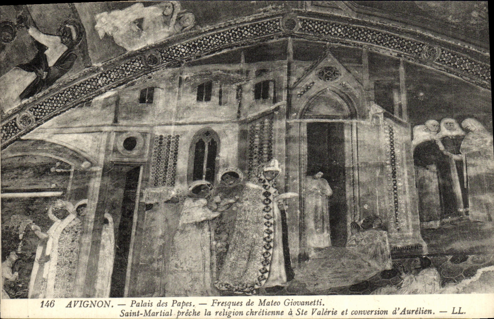 La POSTAL Avignon Palais de la VENDIMIA de los papas Frescos de Mateo Giovanetti Saint marcial predica que la religion cristiana tiene co Valerie