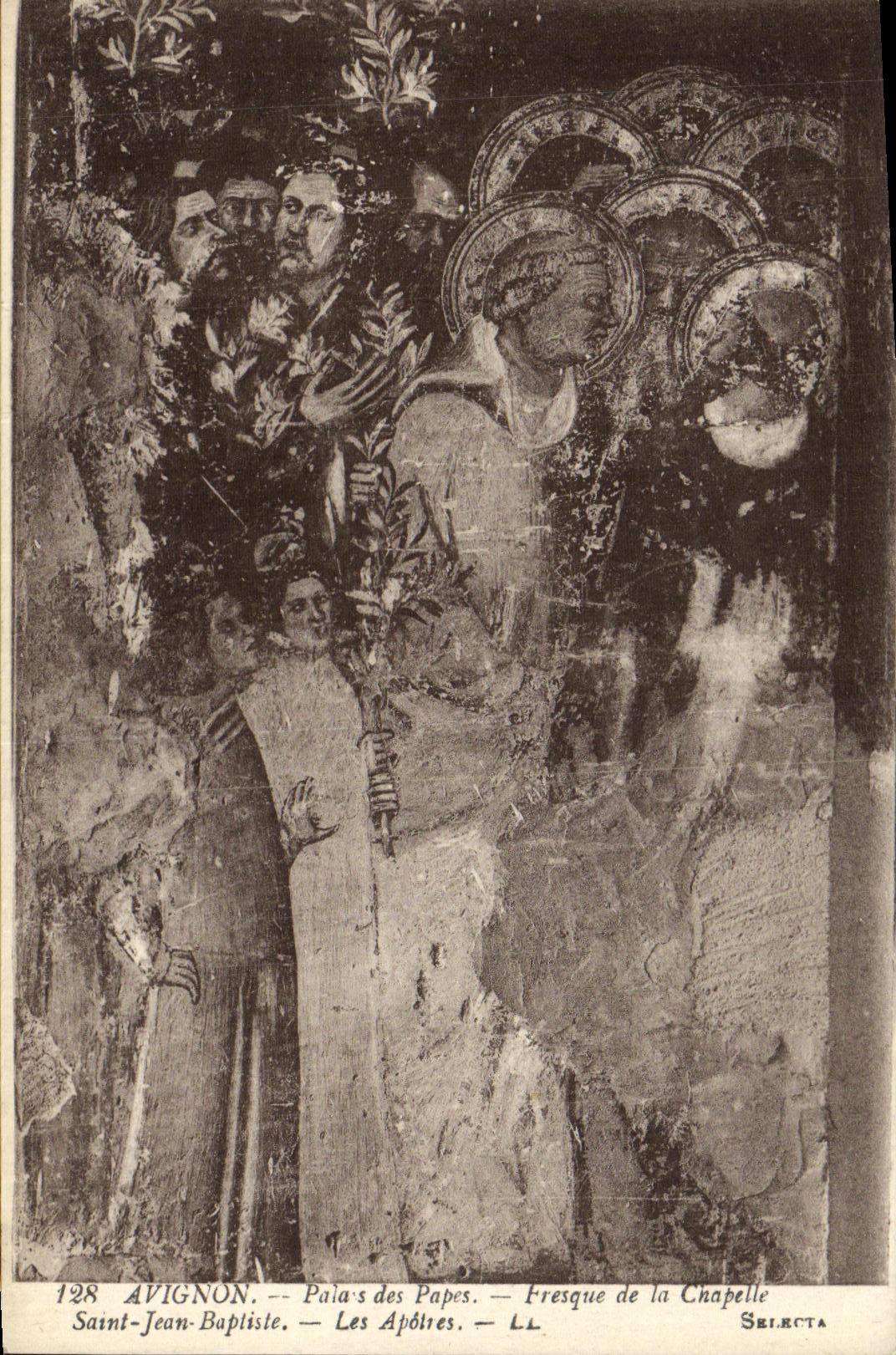 Paladar de Avignon de la POSTAL de la VENDIMIA de los papas Fresco de la camara acorazada de los apostoles del Bautista de Jean Saint