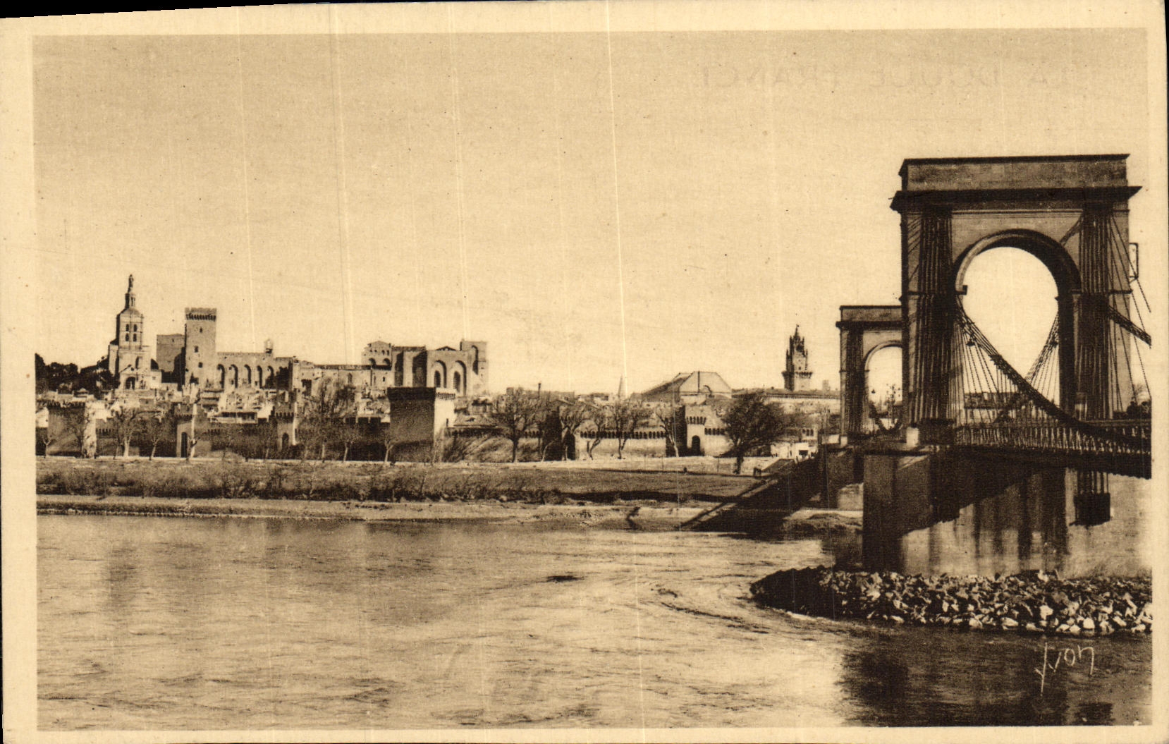 POSTAL Avignon de la VENDIMIA el puente suspendido