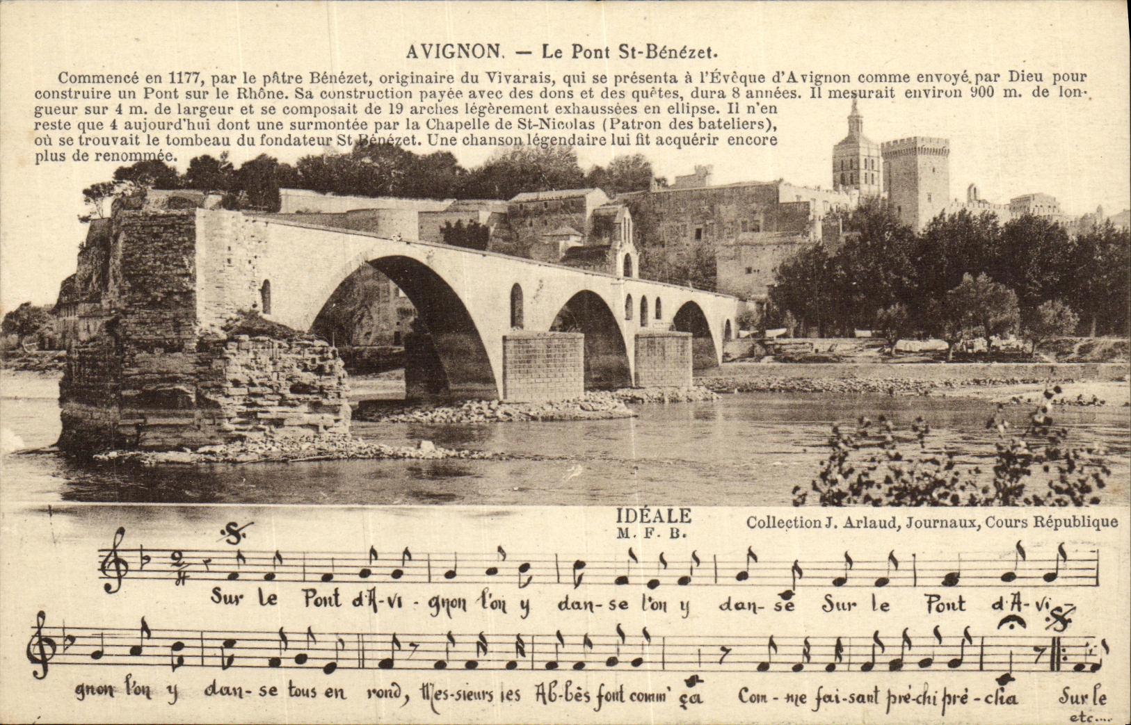 POSTAL Avignon de la VENDIMIA el St Benezet del puente