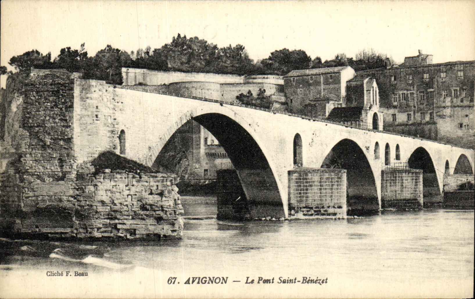 Puente santo Benezet de AvignonLe de la POSTAL de la VENDIMIA
