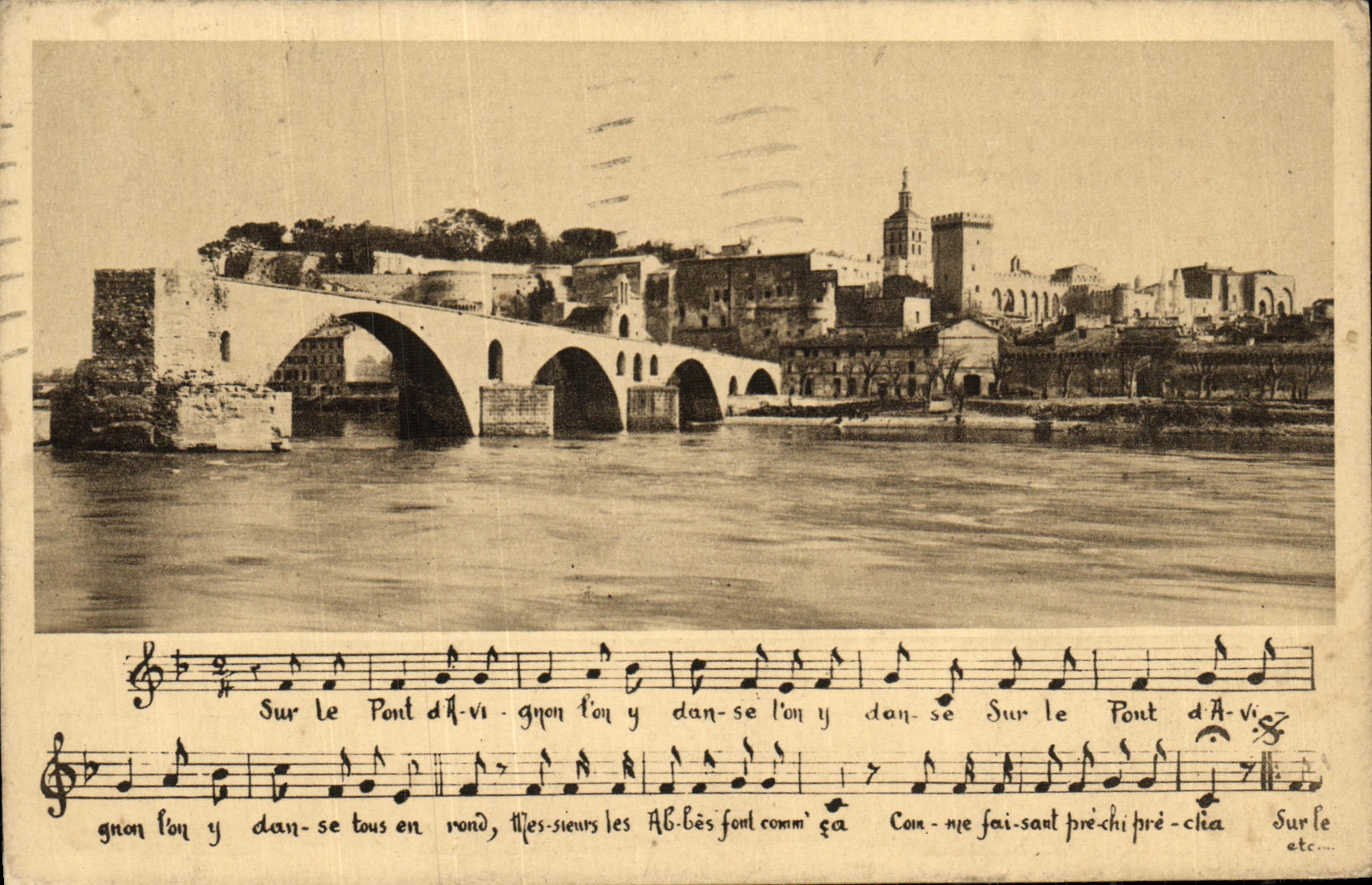 POSTAL Avignon de la VENDIMIA el paladar de los papas