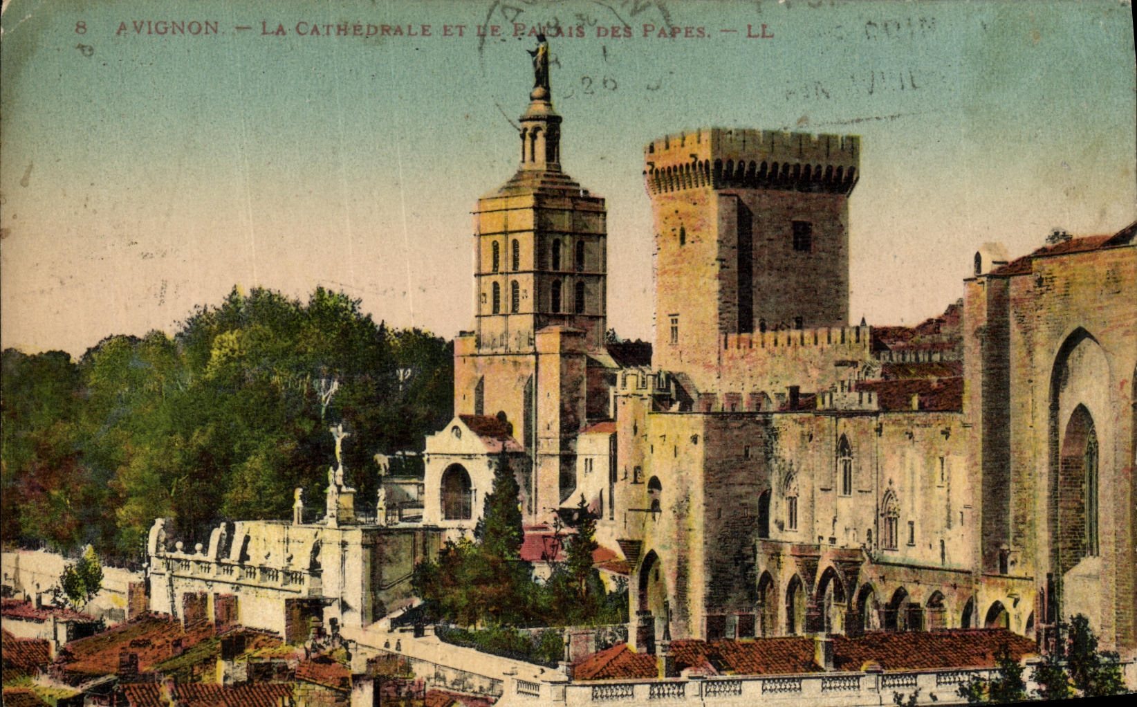 POSTAL Avignon de la VENDIMIA el paladar de la catedral de los papas