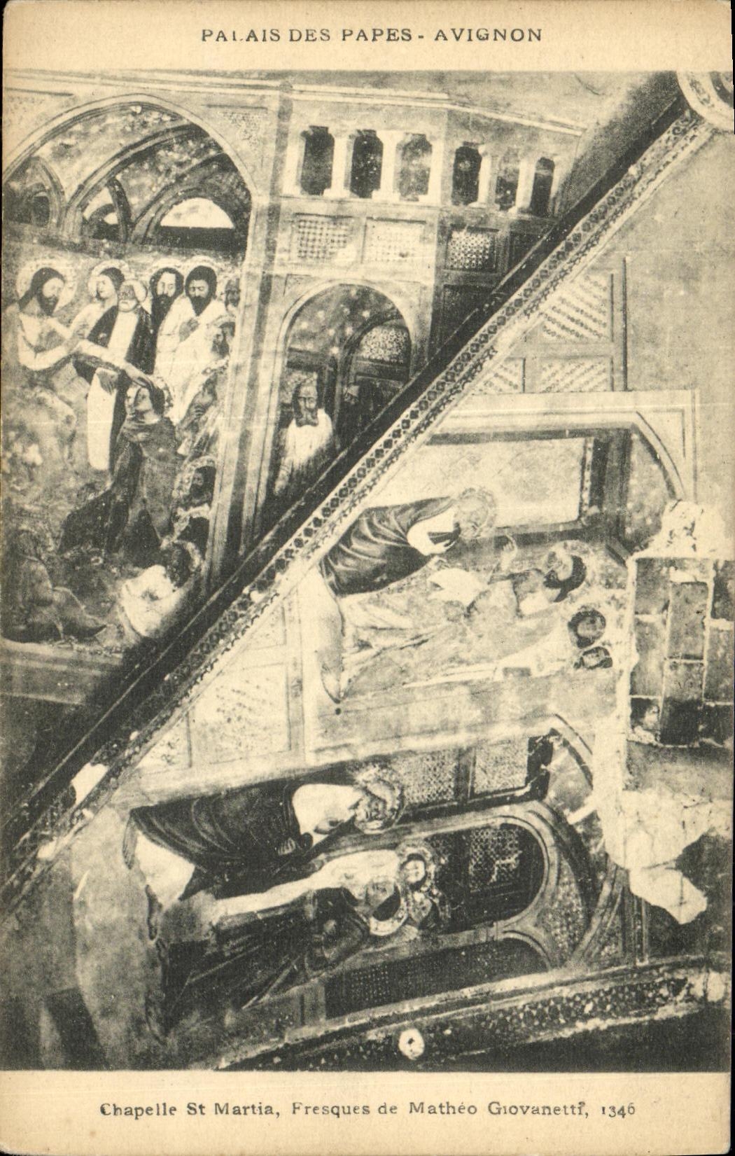 Paladar de Avignon de la POSTAL de la VENDIMIA de los papas Vault St Martia Frescos de Matheo Giovanetti 1346
